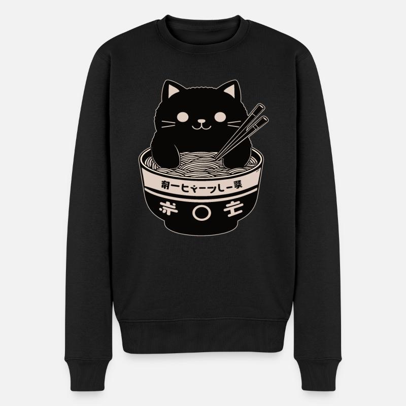 Ramen Powered Cat , classique - Pull Premium bio Homme - noir