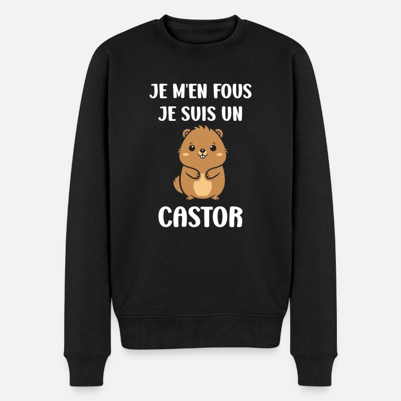Humour petit castor - Pull Premium bio Homme - noir