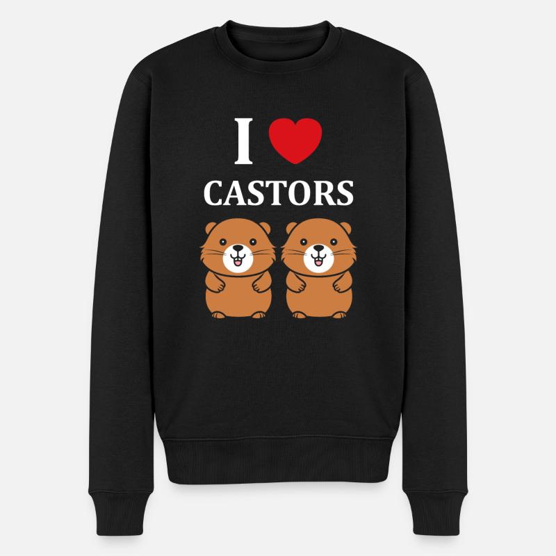 Humour petit castor - Pull Premium bio Homme - noir