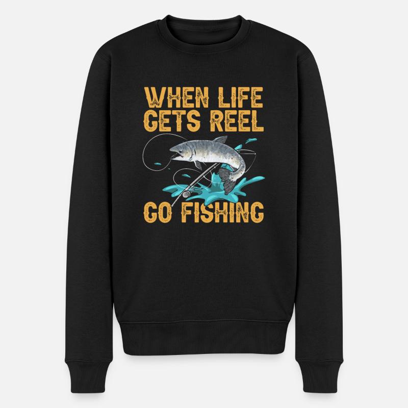 Lachsfischen Fischer Lachs Angler - Männer Premium Bio Pullover - Schwarz