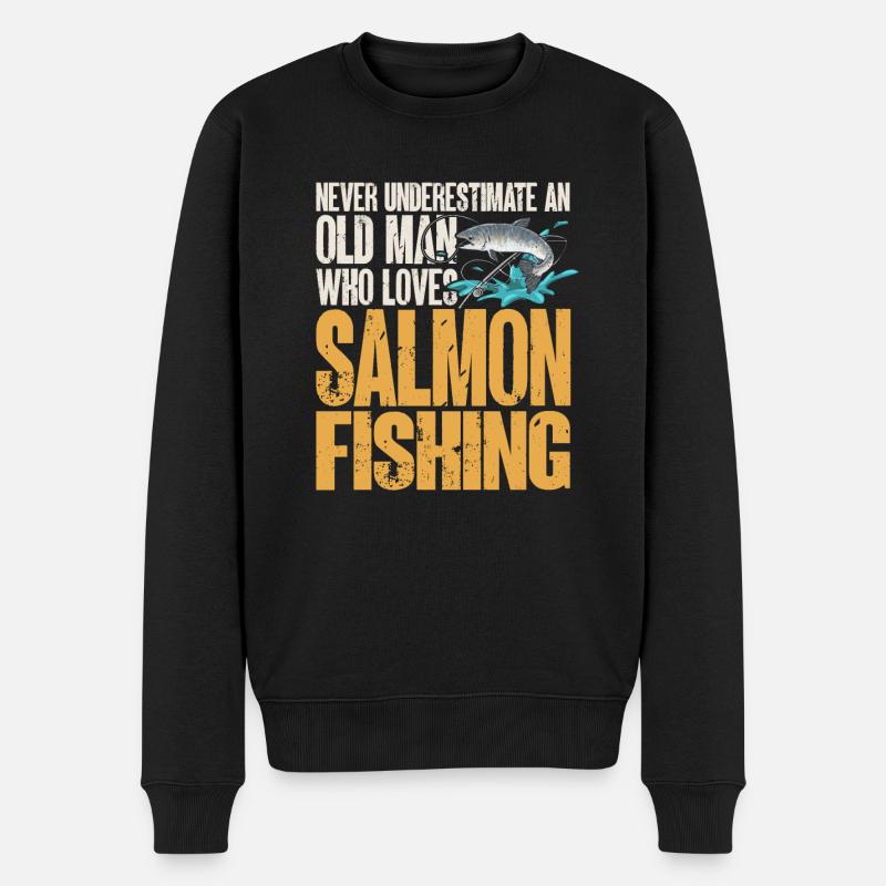 Lachsfischen Fischer Lachs Angler - Männer Premium Bio Pullover - Schwarz