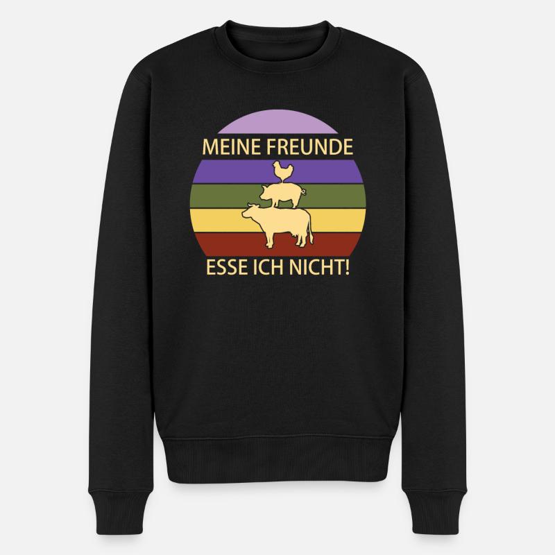 Meine Freunde esse ich nicht Vegane Sprüche - Männer Premium Bio Pullover - Schwarz