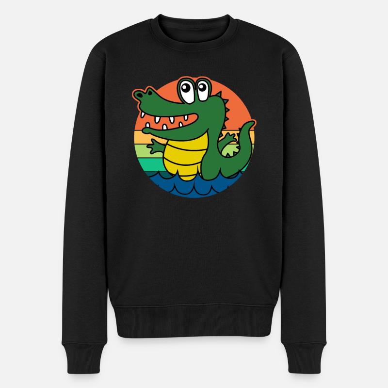 Alligators Retro Alligator - Männer Premium Bio Pullover - Schwarz