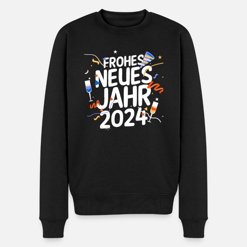Frohes Neues Jahr Silvester 2024 - Männer Premium Bio Pullover - Schwarz