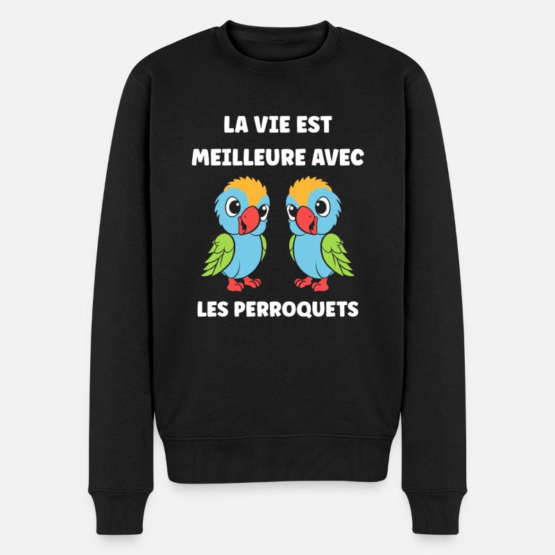 Humour petit perroquet - Pull Premium bio Homme - noir