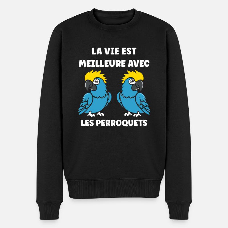 Humour petit perroquet - Pull Premium bio Homme - noir
