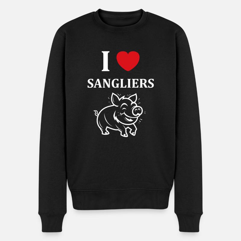 Humour petit sanglier - Pull Premium bio Homme - noir
