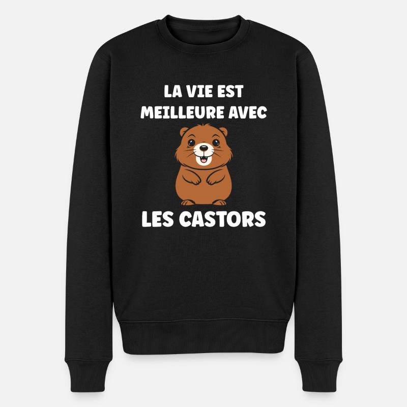 Humour petit castor - Pull Premium bio Homme - noir