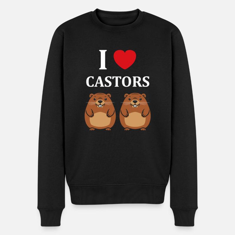 Humour petit castor - Pull Premium bio Homme - noir