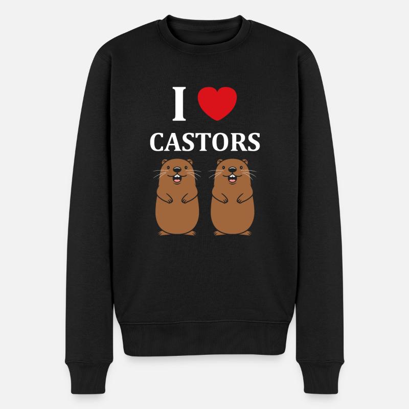 Humour petit castor - Pull Premium bio Homme - noir