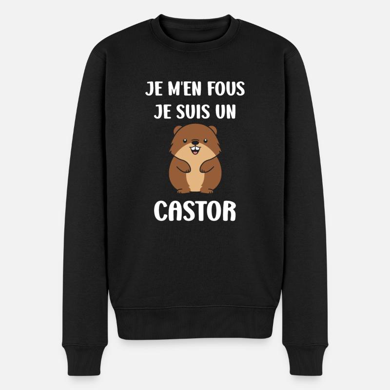 Humour petit castor - Pull Premium bio Homme - noir