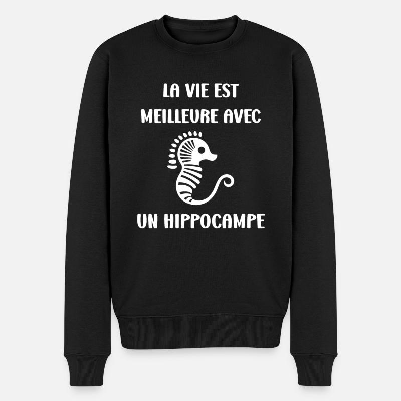Humour petit Hippocampe - Pull Premium bio Homme - noir