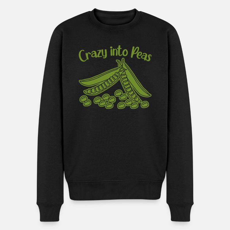 Pea Peas Vegan - Männer Premium Bio Pullover - Schwarz