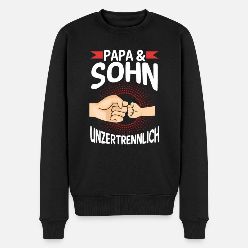Papa Sohn Vater Familie Geschenk - Männer Premium Bio Pullover - Schwarz