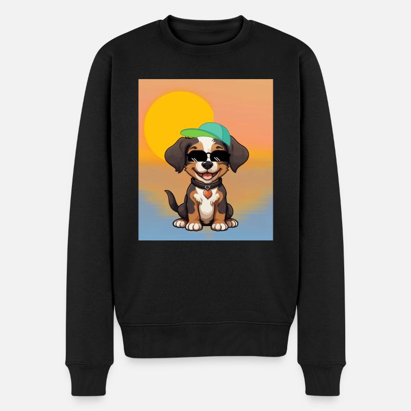 Lustiger Hund - Männer Premium Bio Pullover - Schwarz