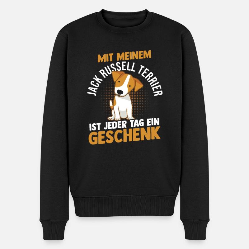 Hund Jacke Russell - Männer Premium Bio Pullover - Schwarz
