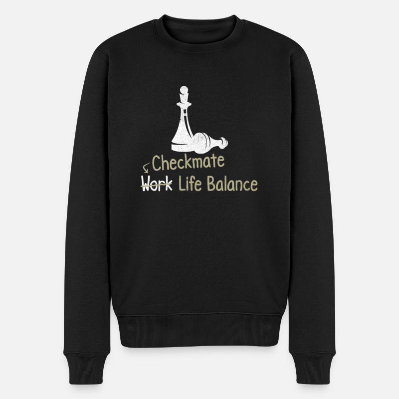 Checkmate Work Life Balance – - Männer Premium Bio Pullover - Schwarz