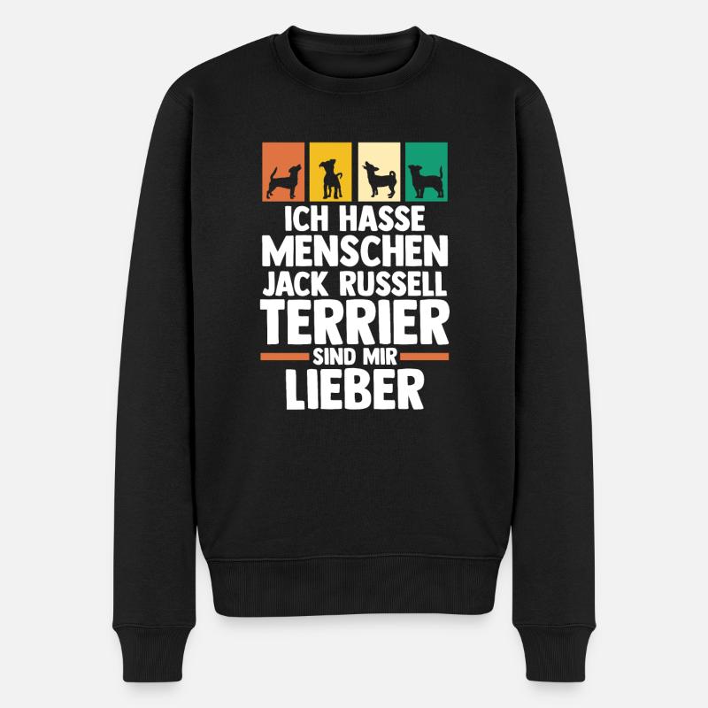 Hund Jacke Russell - Männer Premium Bio Pullover - Schwarz