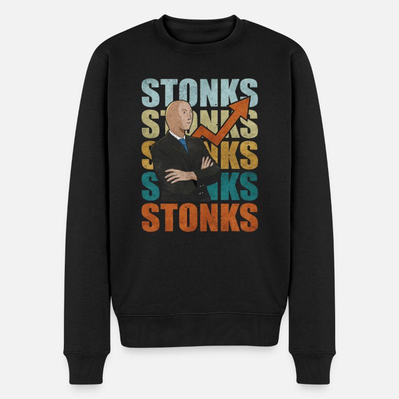 Stonks - Männer Premium Bio Pullover - Schwarz