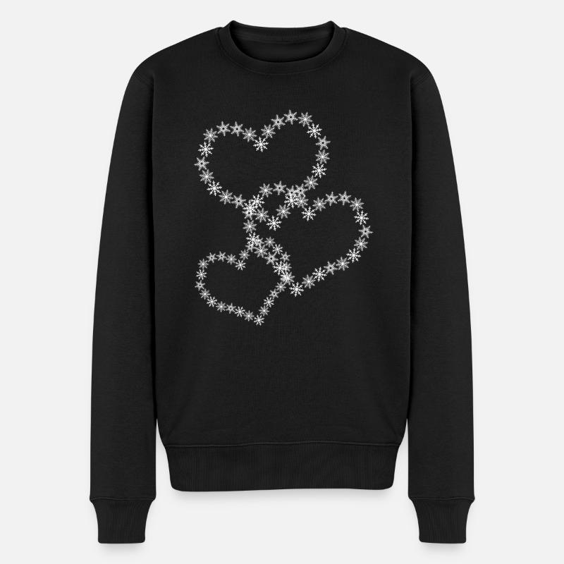 Snow Hearts Snowflake Snowflakes - Männer Premium Bio Pullover - Schwarz