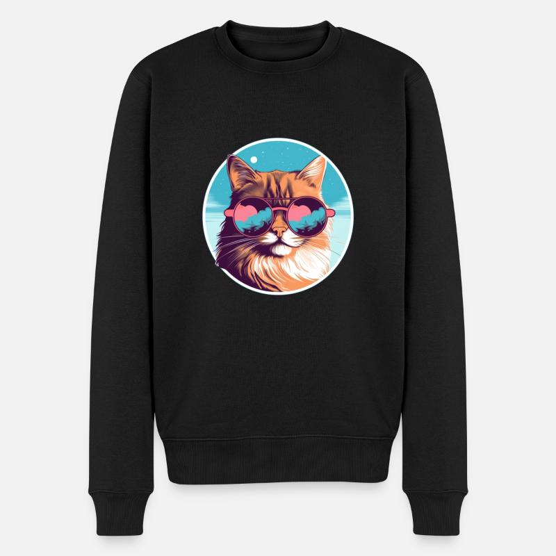 Sun-Purred Kitty Gleam - Männer Premium Bio Pullover - Schwarz