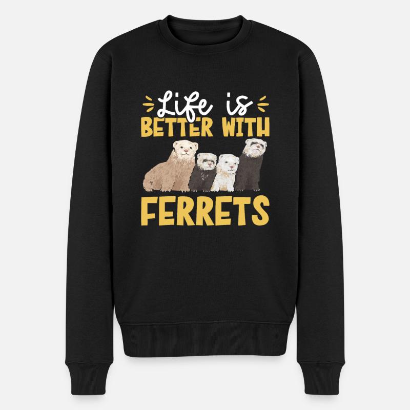 Frettchen Besitzer Frettchen - Männer Premium Bio Pullover - Schwarz
