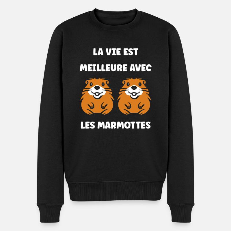 HUMOUR Bébé Marmotte - Pull Premium bio Homme - noir