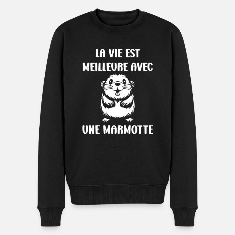 HUMOUR Bébé Marmotte - Pull Premium bio Homme - noir