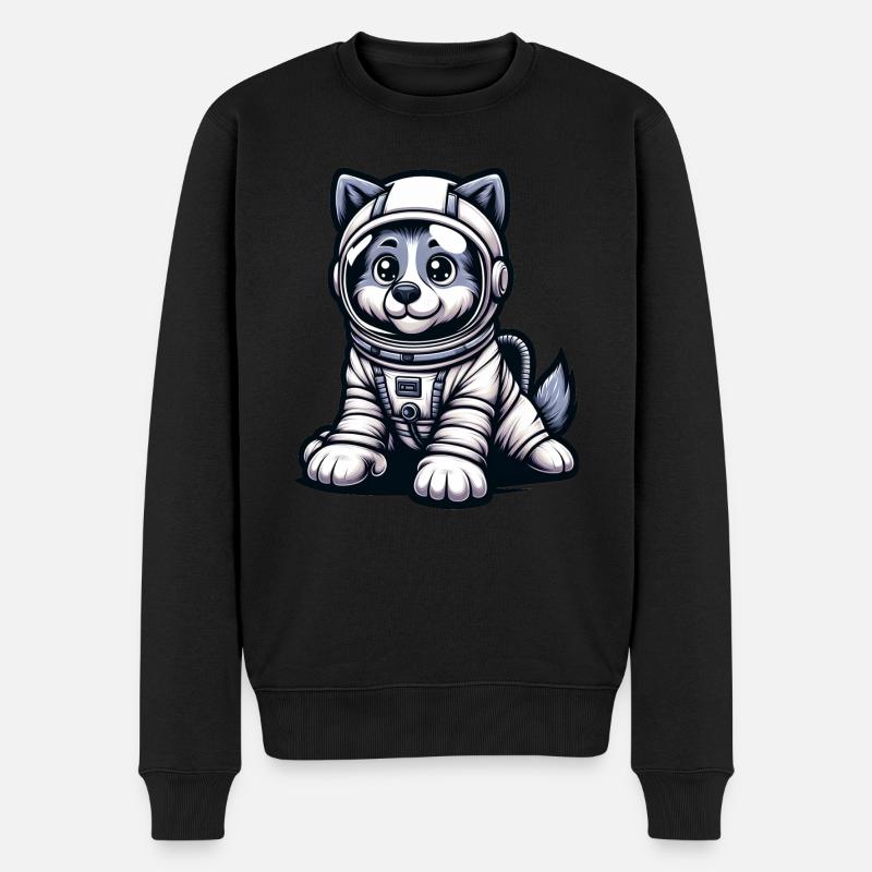 Cute Dog Astronaut - Männer Premium Bio Pullover - Schwarz