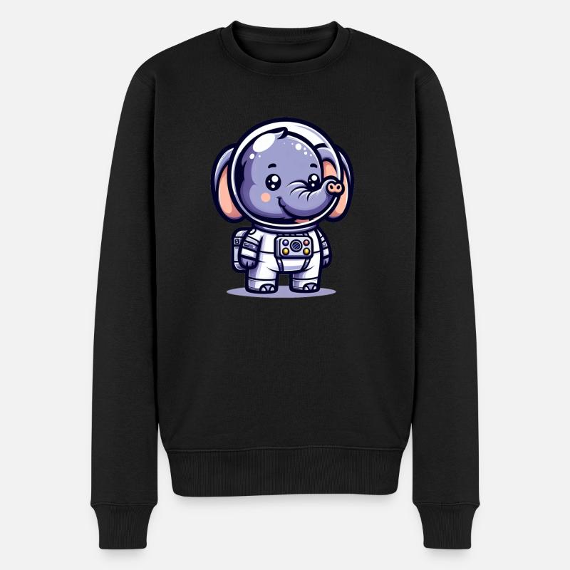 Éléphant mignon astronaute - Pull Premium bio Homme - noir