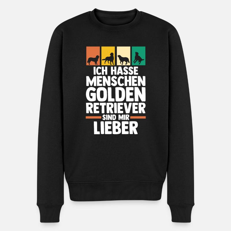Chien Golden Retriever - Pull Premium bio Homme - noir