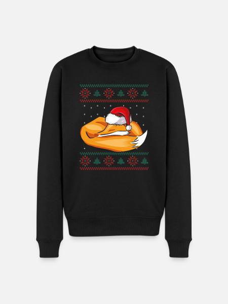 Sleeping Christmas Fox - Men's Premium Organic Jumper - black