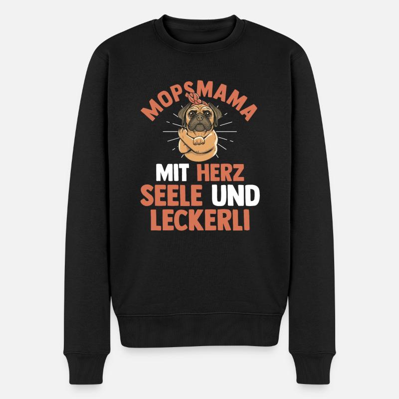 Mopsmama Hund Mops - Männer Premium Bio Pullover - Schwarz