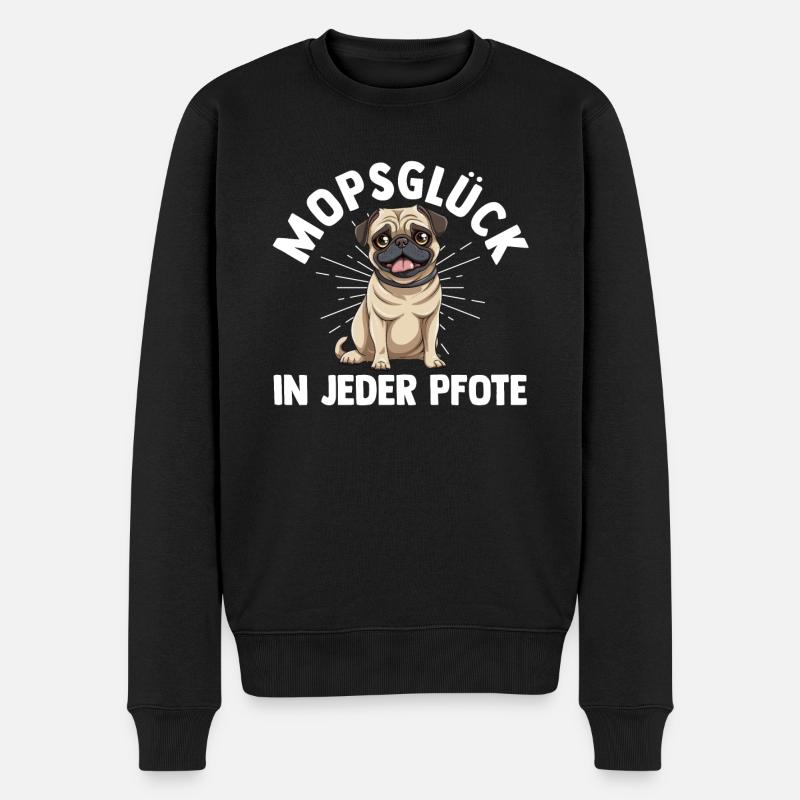 Hund Mops - Männer Premium Bio Pullover - Schwarz