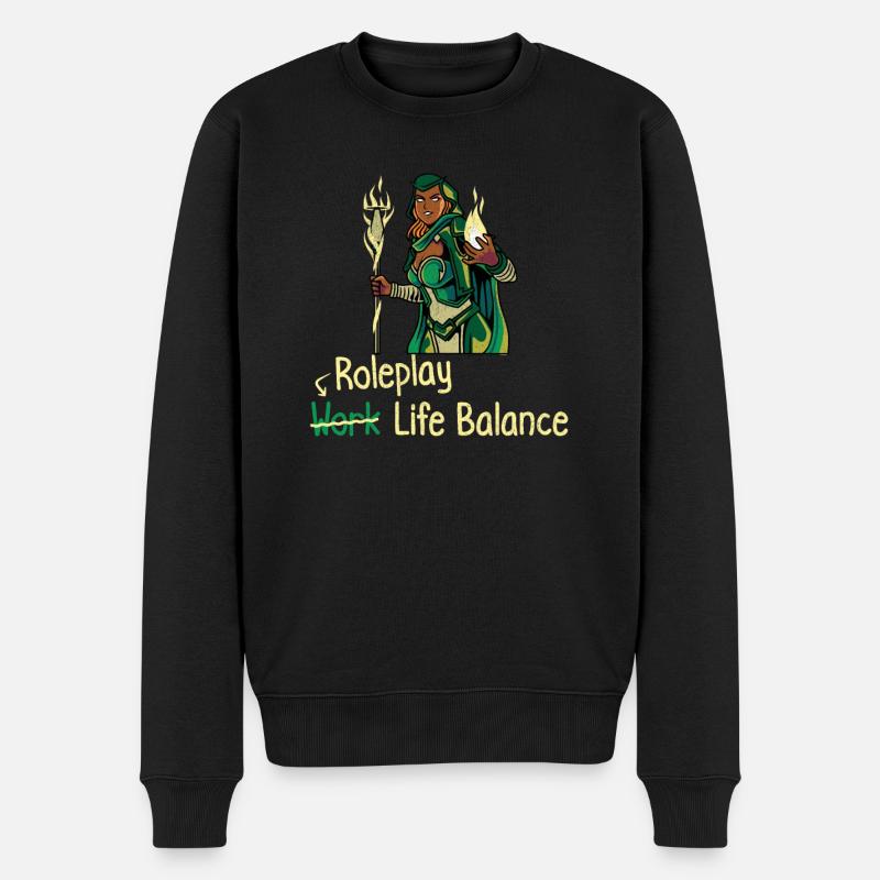 Roleplay Work Life Balance – Rpg Fantasy Geek - Männer Premium Bio Pullover - Schwarz