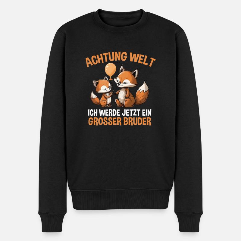 Großer Bruder Fuchs - Männer Premium Bio Pullover - Schwarz