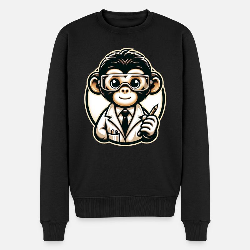 Cute Monkey Scientist - Männer Premium Bio Pullover - Schwarz