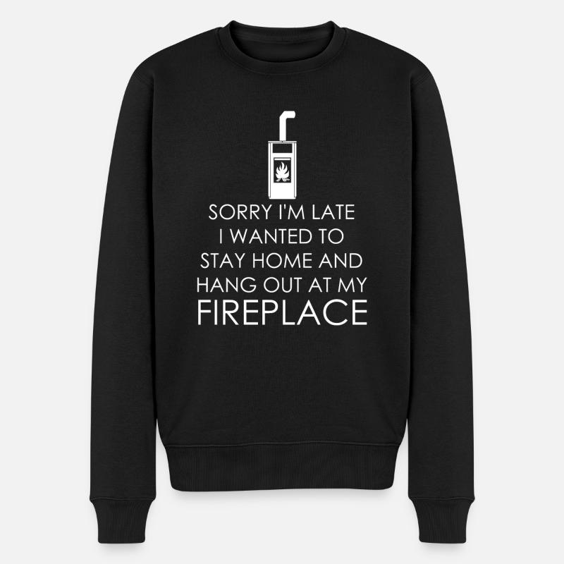 Firewood Fireplace Stove Oven - Männer Premium Bio Pullover - Schwarz
