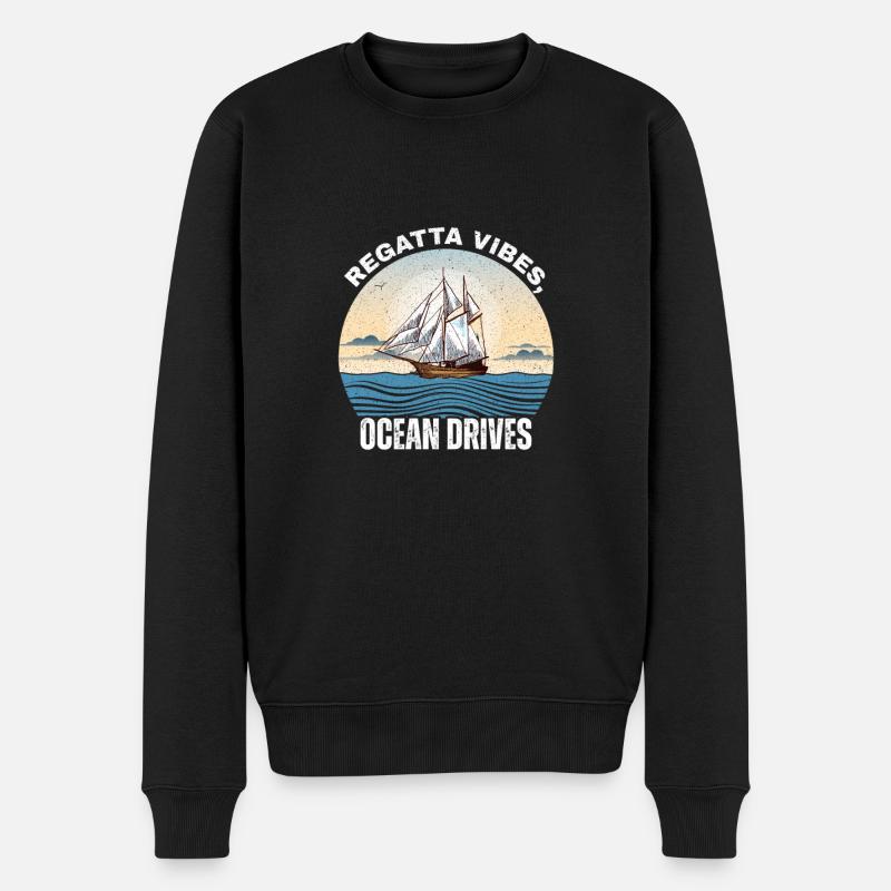 Voilier sur la mer - Pull Premium bio Homme - noir