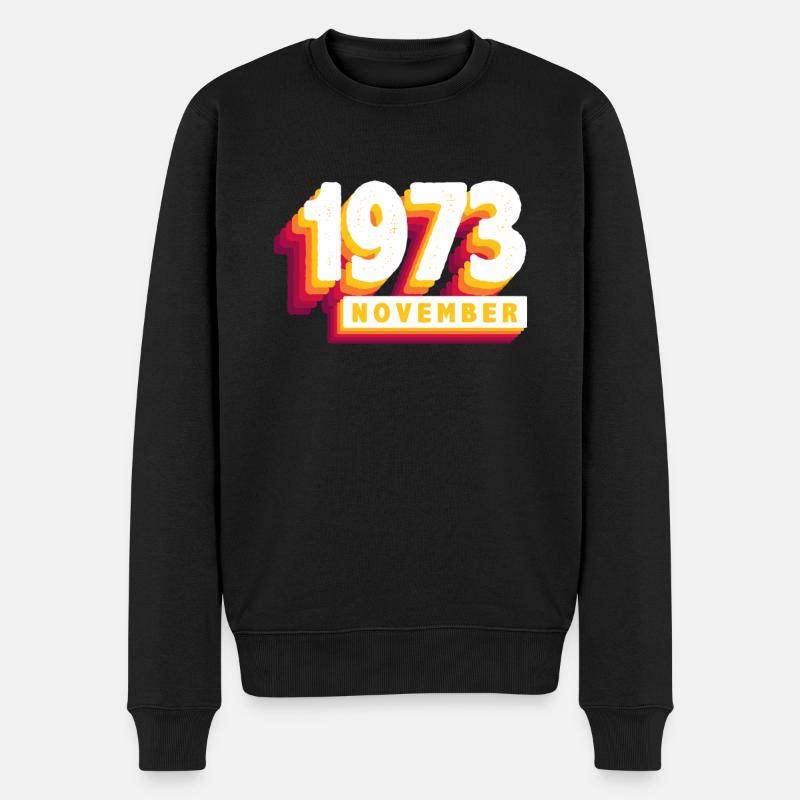 November 1973 50 Jahren Mann Frau Geburtstag - Männer Premium Bio Pullover - Schwarz