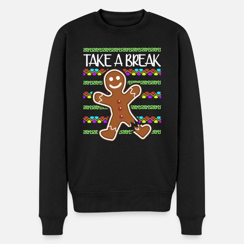 Gingerbread Man Baking - Männer Premium Bio Pullover - Schwarz