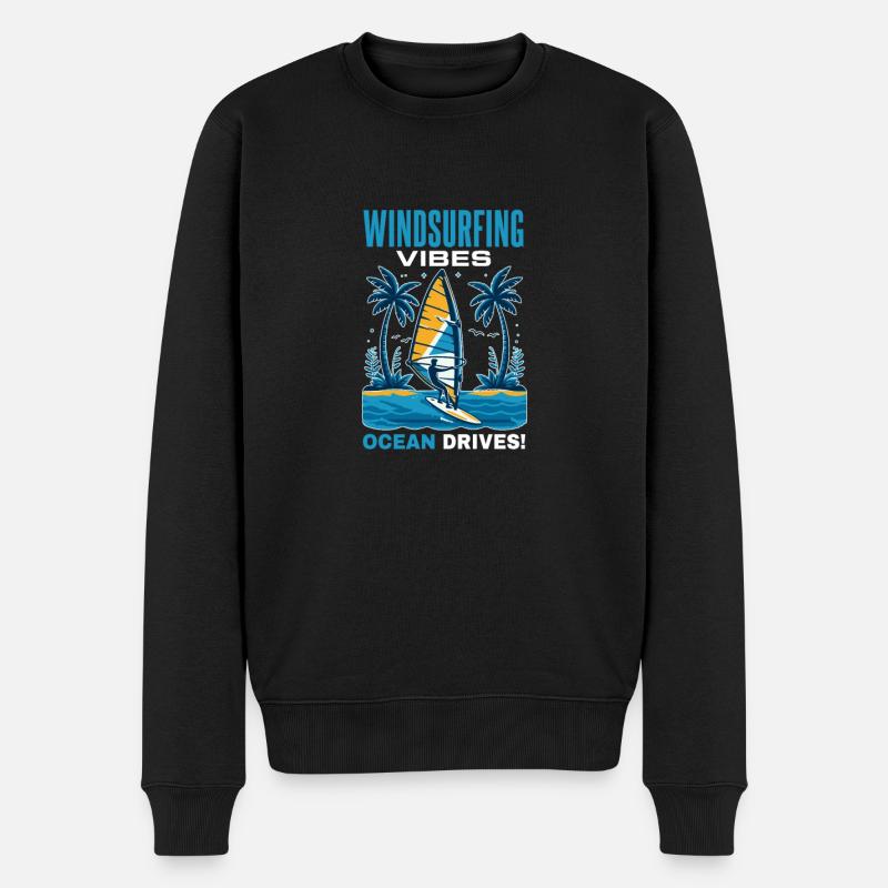 Planche à voile sur la mer - Pull Premium bio Homme - noir