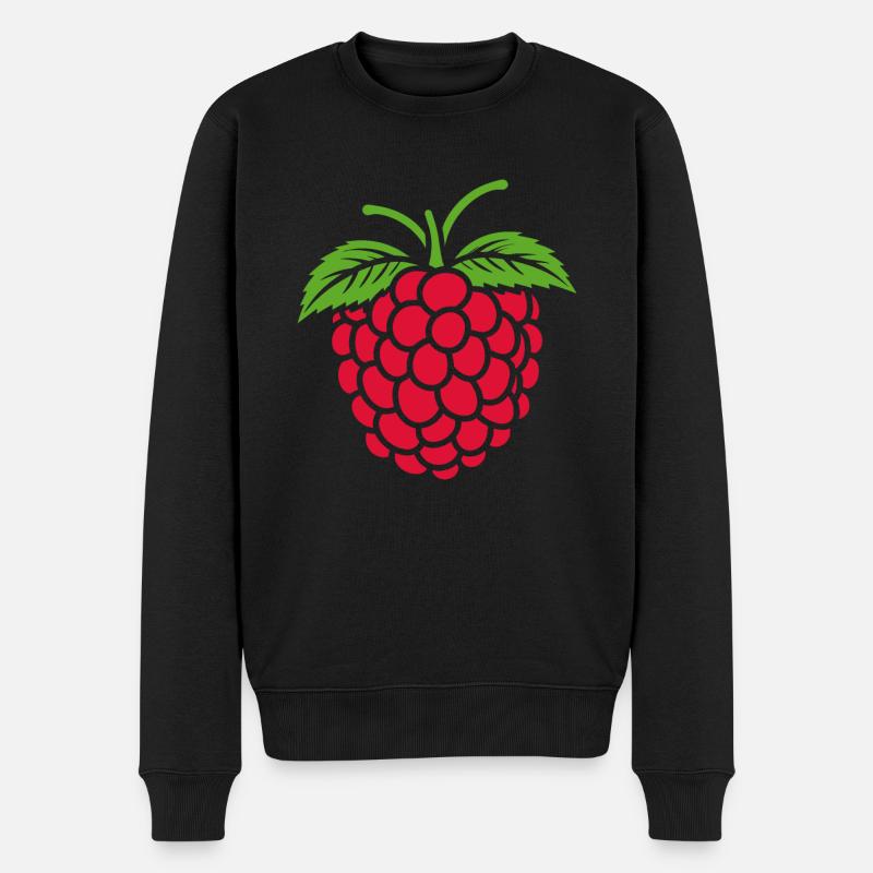 Himbeere - Männer Premium Bio Pullover - Schwarz