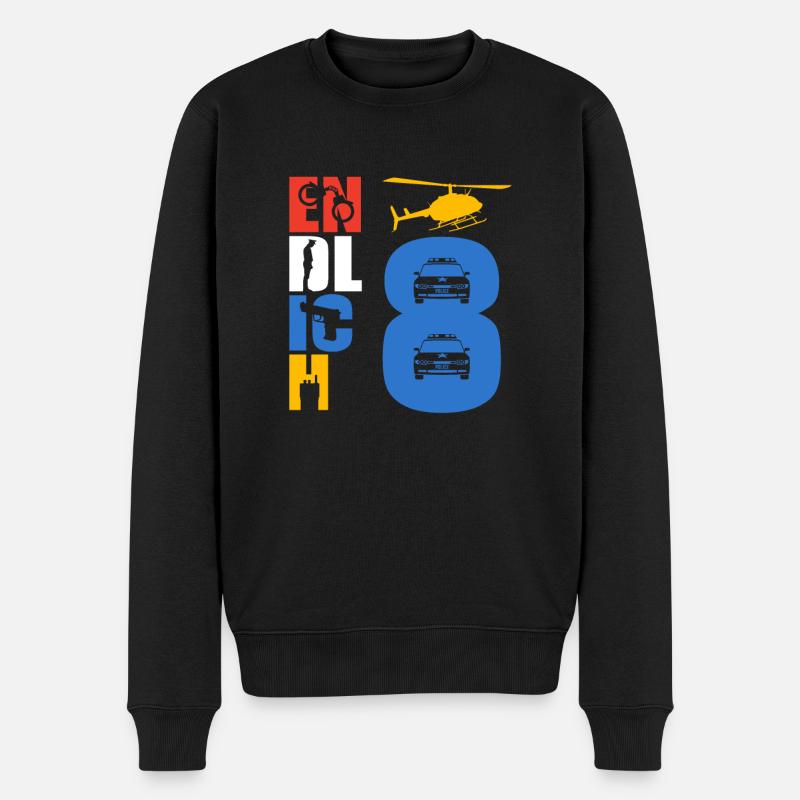 Endlich 8 Polizei - Männer Premium Bio Pullover - Schwarz