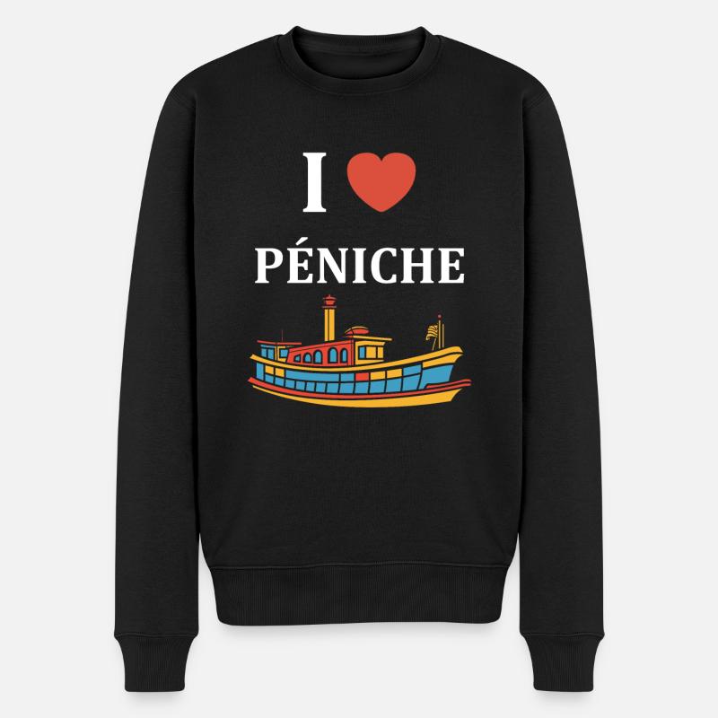 Bateau humour péniche - Pull Premium bio Homme - noir