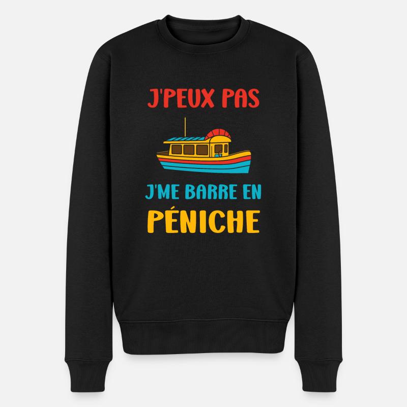 Bateau humour péniche - Pull Premium bio Homme - noir