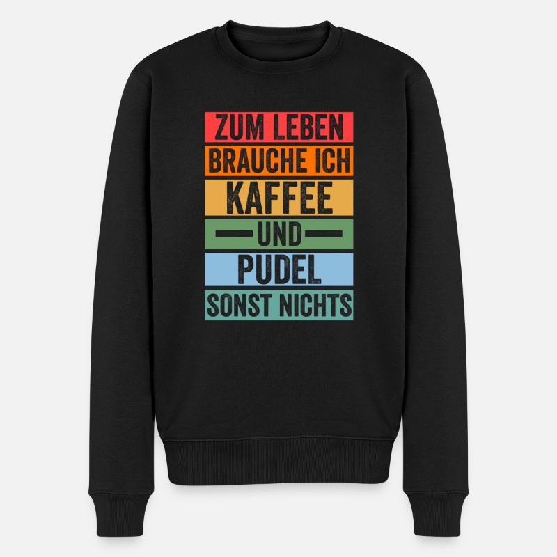 Hund Kaffee Pudel - Männer Premium Bio Pullover - Schwarz