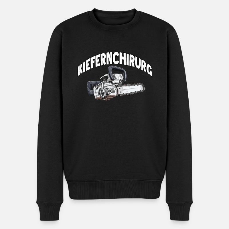 Holzfäller T | Lustiges Kettensägen Motiv | - Männer Premium Bio Pullover - Schwarz