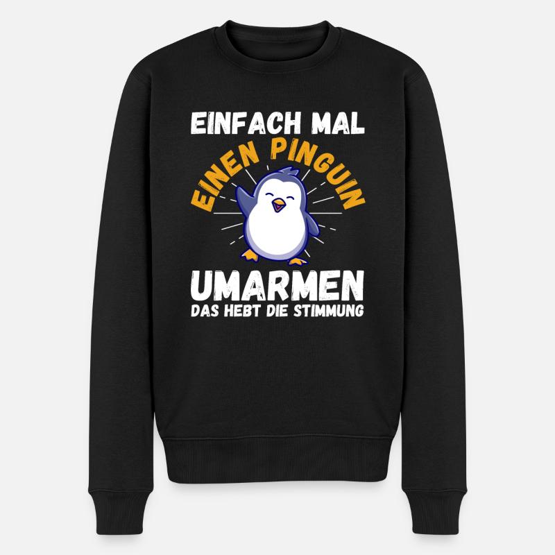 Süße Pinguin - Männer Premium Bio Pullover - Schwarz