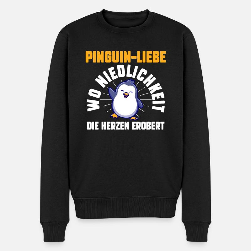 Süße Pinguin - Männer Premium Bio Pullover - Schwarz